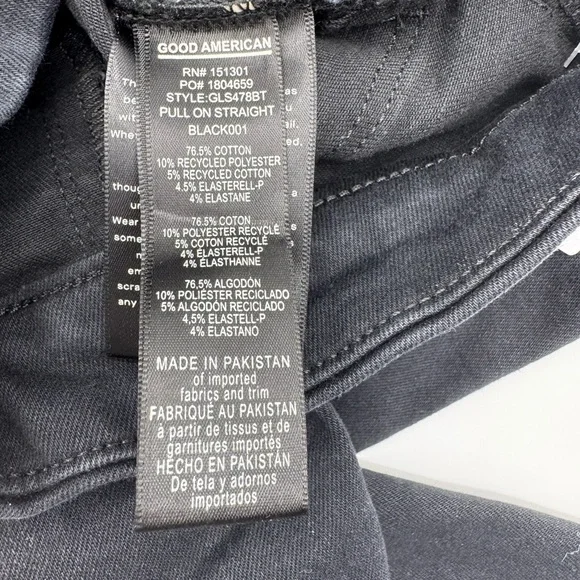 Good American Power Stretch Pull-On Straight Ankle Black Jeans, Size Small NWT - Picture 9 of 16